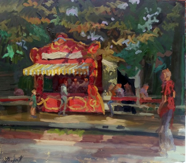 Joost Doornik, Poffertjes, Noorderzon, Olieverf op doek, 45 x 50 cm